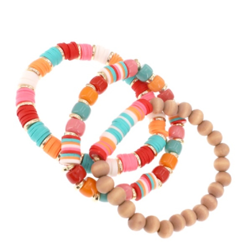 1084-3Pcs Multicolored Stretch Bracelet Set - Picture 3 of 3